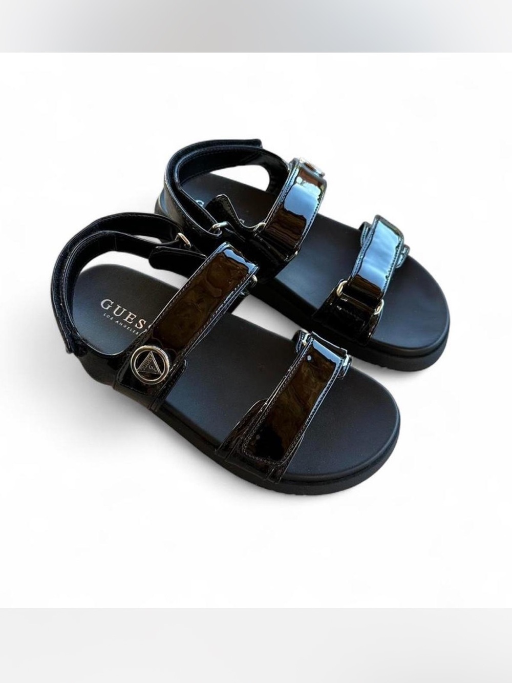 GUESS Black Patent Leather Sandals – Size 6.5
